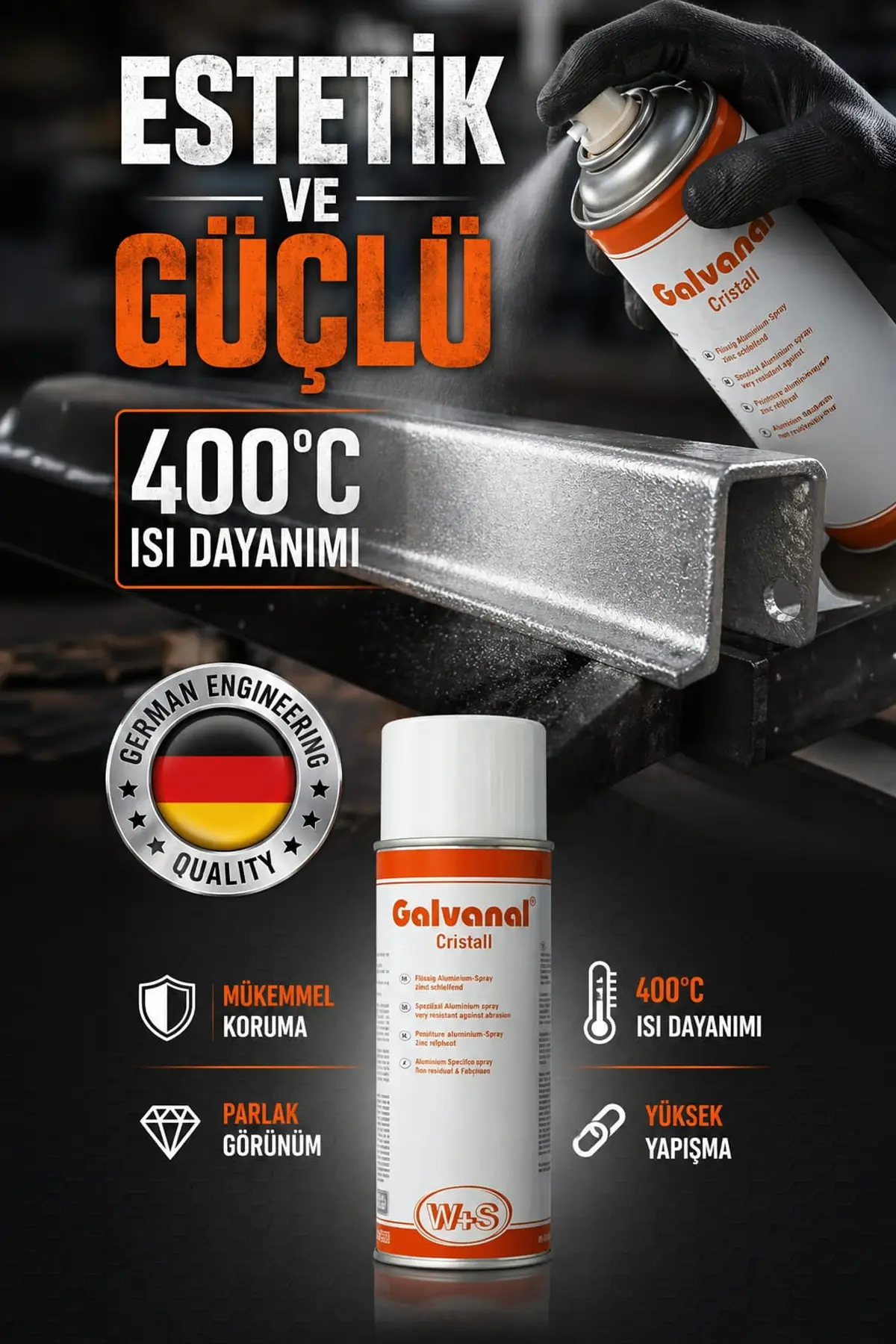 WS-Galvanal® Cristall – Alüminyum Sprey Boya (400°C ısıya dayanıklı)
