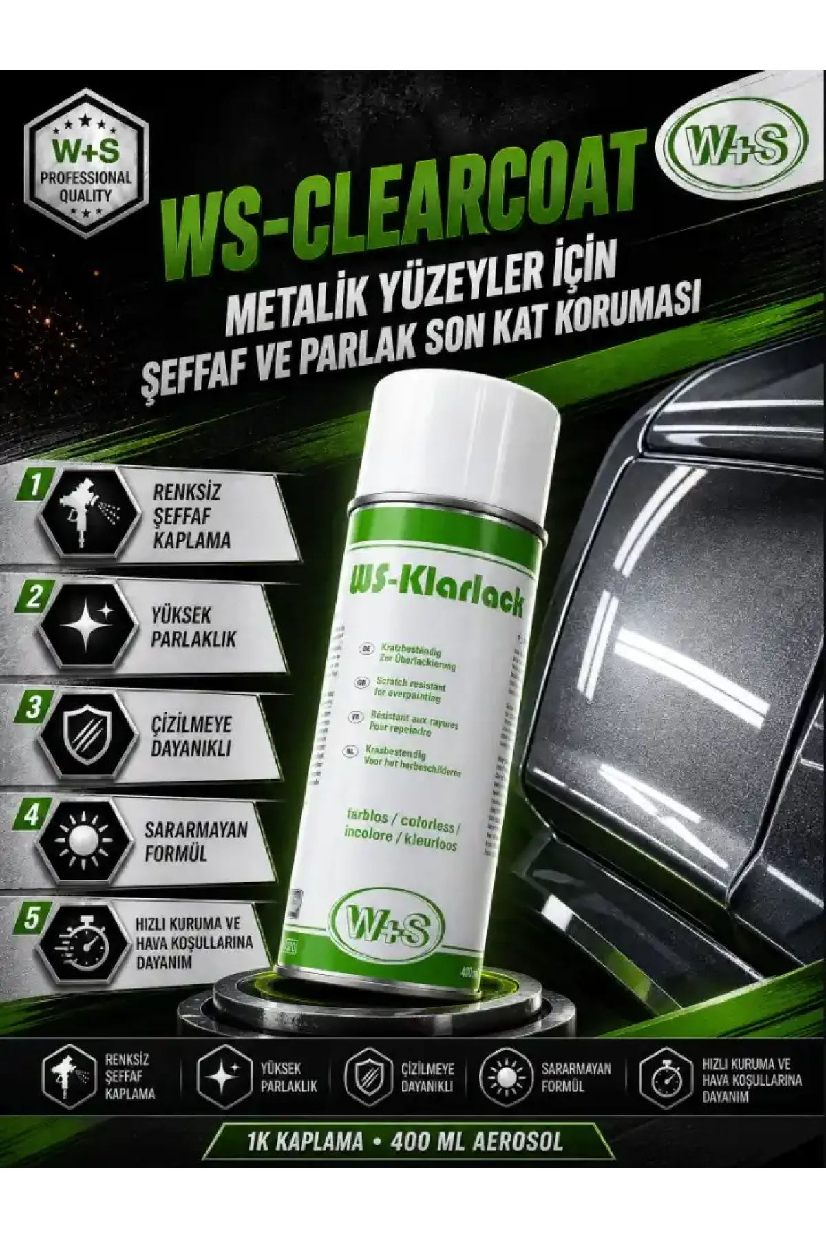WS Klarlack Şeffaf Vernik Spreyi – Koruyucu Son Kat (400ml)