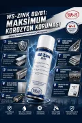 WS-Zink 80/81 Çinko Kaplama Spreyi - Parlak Galvaniz Görünüm (400ml)