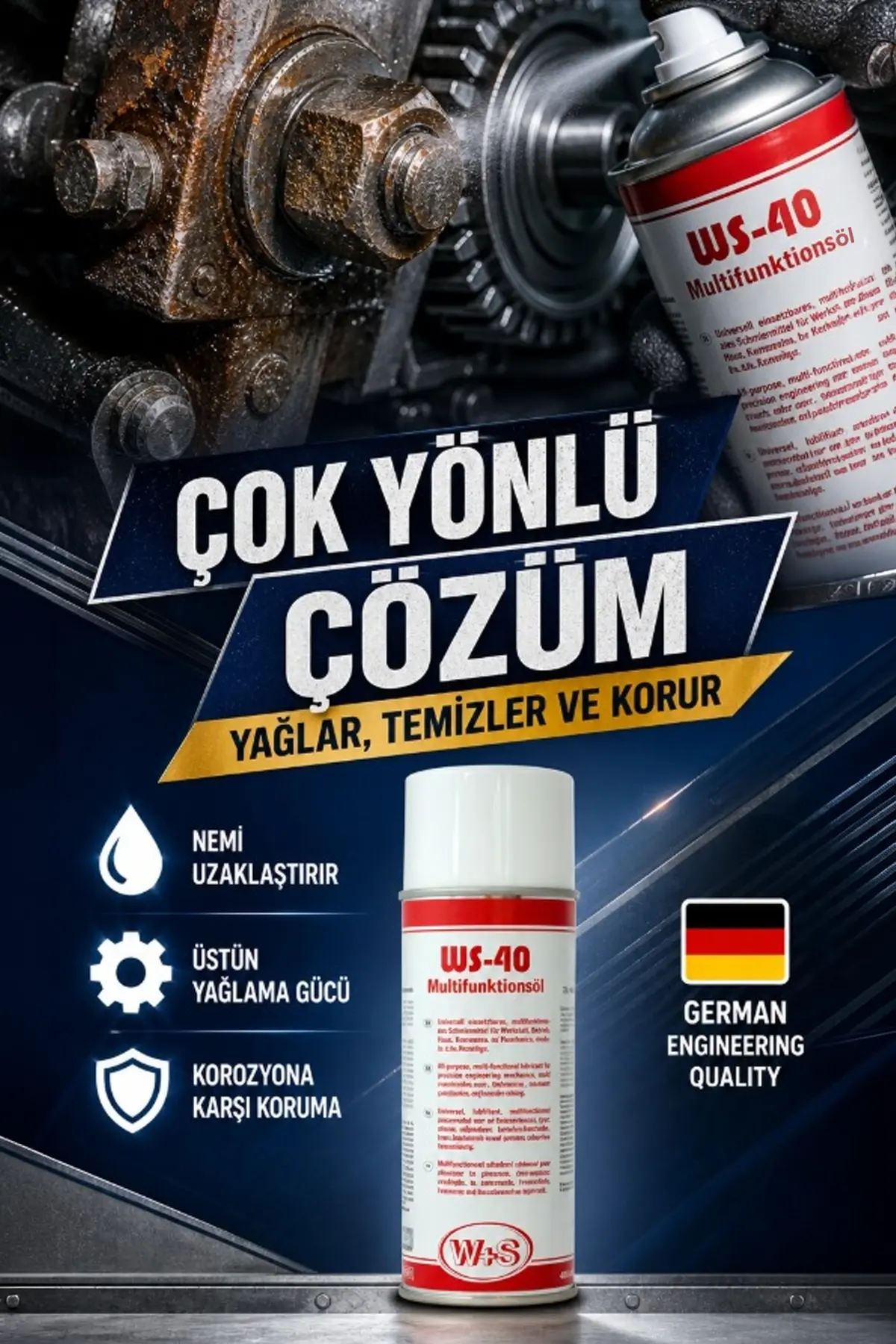 WS-40 Çok Amaçlı Yağlayıcı ve Metal Koruyucu Sprey 400ml