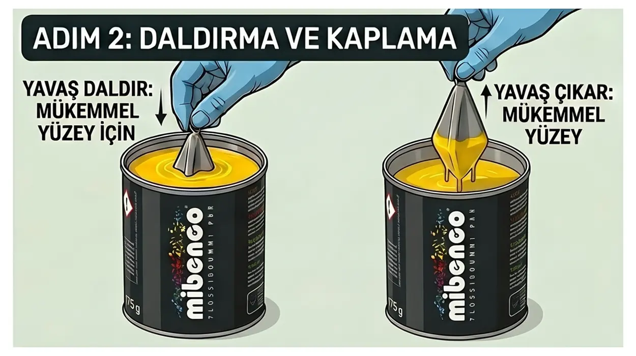 olta kurşununun mibenco sıvı kauçuğa daldırılması